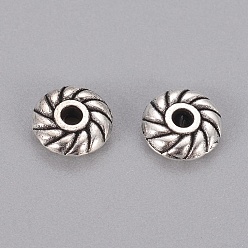 Antique Silver Tibetan Style Alloy Spacer Beads, Flat Round, Cadmium Free & Lead Free, Antique Silver, 6x6x2mm, Hole: 1mm