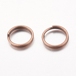 Red Copper Iron Split Rings, Double Loops Jump Rings, Cadmium Free & Nickel Free & Lead Free, Red Copper, 7x1.4mm, about 6.3mm inner diameter, about 12000pcs/1000g