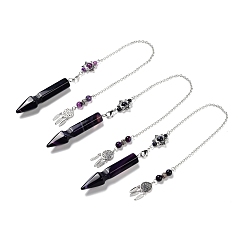 Banded Agate Natural Banded Agate Pointed Dowsing Pendulums, Dyed & Heated, with Eco-Friendly Brass Findings, Platinum, Cadmium Free & Lead Free, Bullet, 31.35cm