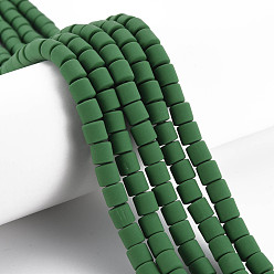 Vert Polymère main brins d'argile de perles, colonne, verte, 6.5x6mm, Trou: 1.2mm, Environ 61 pcs/chapelet, 15.75 pouce (40 cm)