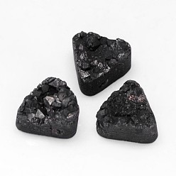 Black Plated Electroplated Natural Druzy Quartz Crystal Beads, Triangle, Black Plated, 14x16x6~12mm, Hole: 1.5mm