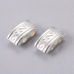 Silver Tibetan Style Multi-Strand Links, Two Hole Carrier Beads, Rectangle, Cadmium Free & Nickel Free & Lead Free, Silver, 10x4mm, Hole: 1.5mm