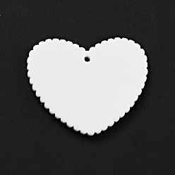 Noir Pendentifs acryliques imprimés, coeur avec motif de fleurs, noir, 26x31.5x2mm, Trou: 1.5mm