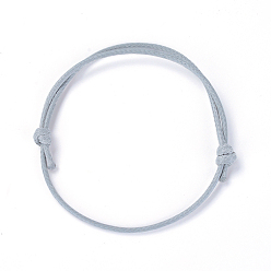 Gris Clair Bracelet en fils de polyester ciré coréen faire, gris clair, diamètre réglable: 40~70 mm