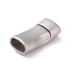 Stainless Steel Color Rectangle 304 Stainless Steel Matte Magnetic Clasps with Glue-in Ends, Stainless Steel Color, 24x12.5x7.5mm, Hole: 5x10mm