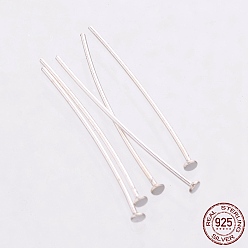 Argent 925 épingles à tête plate en argent sterling, argenterie, 19~20x0.5mm, tête: 1.5 mm, environ416 pcs / 20 g