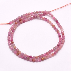 Ruby Natural Ruby/Red Corundum Beads Strands, Faceted, Round, 3mm, Hole: 0.5mm, about 132pcs/strand, 15.7 inch(40cm)