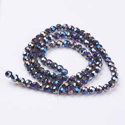 Noir Perles en verre electroplate, couleur ab , à facettes (32 facettes), ronde, noir, 6mm, Trou: 1.2mm, Environ 88~91 pcs/chapelet, 19.49 pouces ~ 20.08 pouces (49.5~51 cm)