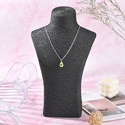Black Stereoscopic Necklace Bust Displays, PU Mannequin Jewelry Displays, Covered by Rattan, Black, 350x230x80mm