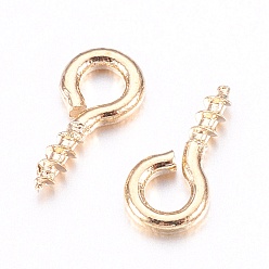 Light Gold Iron Screw Eye Pin Peg Bails, For Half Drilled Beads, Light Gold, 8x4x1mm, Hole: 2mm