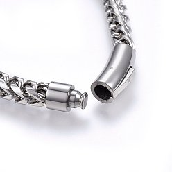 Stainless Steel Color 304 Stainless Steel Wheat Chain Necklaces, with Bayonet Clasps, Stainless Steel Color, 23.62 inch(60cm), 8mm