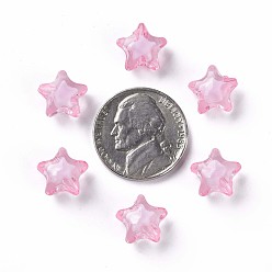 Pearl Pink Transparent Acrylic Beads, Bead in Bead, Faceted, Star, Pearl Pink, 10.5x11x7mm, Hole: 2mm, about 1280pcs/500g
