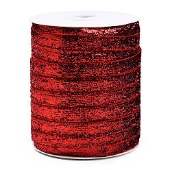 Brique Rouge Ruban scintillant scintillant, ruban de polyester et nylon, firebrick, 3/8 pouces (9.5~10 mm), à propos de 50yards / roll (45.72m / roll)