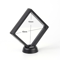 Mixed Color Acrylic Frame Stands, with Transparent Membrane, 3D Floating Frame Display Holder, Coin Display Box, Rhombus, Mixed Color, 15x15x5.5cm