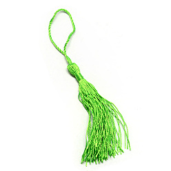 Lawn Green Polyester Tassel Decorations, Pendant Decorations, Lawn Green, 130x6mm, Tassel: 70~90mm