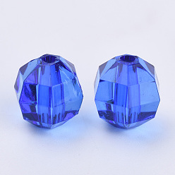 Синий Прозрачные акриловые бусины, граненые, круглые, синие, 8x7 мм, Отверстие : 1.5 мм , около 1920 шт / 500 г