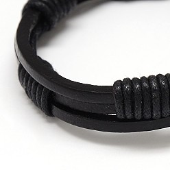 Черный Модный унисекс в стиле casual, вощеный шнур и кожаные браслеты, чёрные, 56 мм