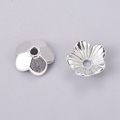 Platinum Alloy Bead Caps, Cadmium Free & Lead Free, 5-Petal, Flower, Platinum, 10x10x3mm, Hole: 1.5mm