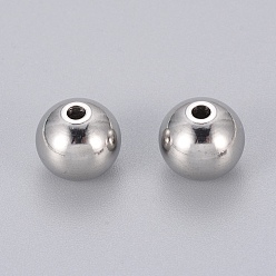 Stainless Steel Color 201 Stainless Steel Beads, Round, Stainless Steel Color, 10mm, Hole: 2mm