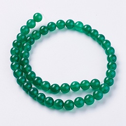 Зеленый Природный агат бисер нитей, зеленого оникса, окрашенные, круглые, зелёные, 8 мм, отверстие : 1 мм