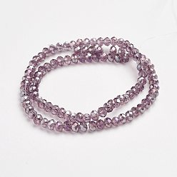 Medium Purple Electroplate Glass Beads Strands, AB Color Plated, Faceted, Rondelle, Medium Purple, 3x2mm, Hole: 1mm, about 165~169pcs/strand, 15~16 inch(38~40cm)