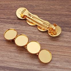 Золотой Фурнитура утюг волос заколка, с латунным плоским круглым безелем, золотые, 86x22 мм, лоток : 20 мм