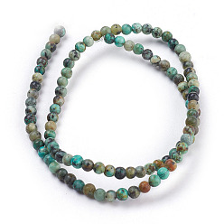 African Turquoise(Jasper) Natural African Turquoise(Jasper) Beads Strands, Round, 4mm, Hole: 1mm, about 86pcs/strand, 15 inch