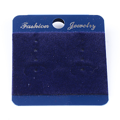 Полуночно-синий Пластиковая карта дисплей, с велюром, Используется для серьги и серьги подвеска, темно-синий, 50x45x1 мм