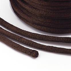 Coffee Nylon Cord, Satin Rattail Cord, for Beading Jewelry Making, Chinese Knotting, Coffee, 1mm, about 32.8 yards(30m)/roll