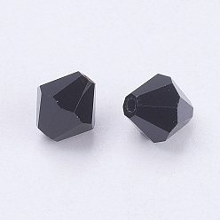 Black Imitation Austrian Crystal Beads, Grade AAA, Faceted, Bicone, Black, 8x8mm, Hole: 0.9~1mm