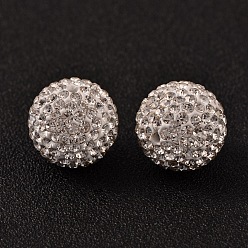 Crystal Grade A Rhinestone Pave Disco Ball Beads, for Unisex Jewelry Making, Round, Crystal, PP13(1.9~2mm), 16mm, Hole: 1.5mm