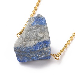 Lapis Lazuli Natural Lapis Lazuli Irregular Nugget Pendant Necklace, Alloy Jewelry for Women, Golden, 20.47 inch(52cm)