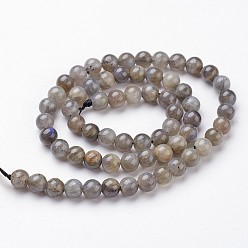 Labradorite Natural Labradorite Bead Strands, Round, 6mm, Hole: 1mm, about 64pcs/strand, 15.3 inch(390mm)