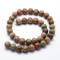 Unakite Natural Unakite Beads Strands, Round, 6mm, Hole: 0.8mm, about 63pcs/strand,  14.76 inch(37.5cm)