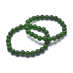 TaiWan Jade Natural TaiWan Jade Bead Stretch Bracelets, Round, Dyed, 2 inch~2-3/8 inch(5~6cm), Bead: 5.8~6.8mm