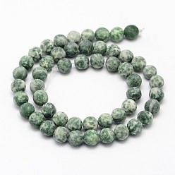 Pierre Avec Point Vert Brins de perles rondes en jaspe tache verte naturelle, givré, ronde, 8mm, Trou: 1mm, Environ 48 pcs/chapelet, 15.1 pouce