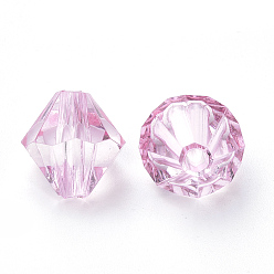 Pink Прозрачные акриловые бусины, двухконусные, розовые, 8x7.5 мм, Отверстие : 2 мм , около 2640 шт / 500 г