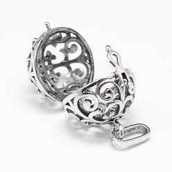 Antique Silver Rack Plating Brass Hollow Round Cage Pendants, For Chime Ball Pendant Necklaces Making, Antique Silver, 28x25x21mm, Hole: 9x3.5mm, inner: 18mm