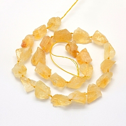 Citrine Brins de perles de citrine naturelles brutes, nuggets, 14~24x10~20mm, Trou: 1mm, 16.5 pouce (41.9 cm)