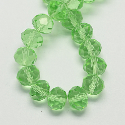 Pale Green Handmade Glass Beads, Faceted Rondelle, Pale Green, 14x10mm, Hole: 1mm, about 60pcs/strand