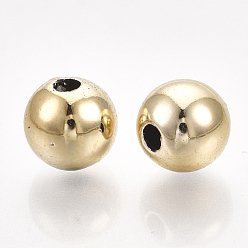 Golden Plated UV Plating ABS Plastic Beads, Round, Golden Plated, 9.5~10x9mm, Hole: 1.8mm