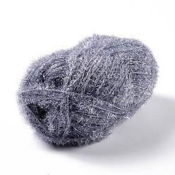 Gris Fil à crocheter en polyester, fil frotté étincelant, pour lave-vaisselle, torchon, décoration artisanat tricot, grises , 10~13x0.5mm, 218.72 verge (200m)/rouleau