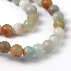 Flower Amazonite Natural Flower Amazonite Beads Strands, Round, 6mm, Hole: 1mm, about 63pcs/strand, 15.5 inch
