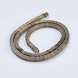 Antique Bronze Plated Electroplate Non-magnetic Synthetic Hematite Beads Strands, Square, Antique Bronze Plated, 4x4x1mm, Hole: 1mm, about 395pcs/strand, 15.5 inch(39.5cm)
