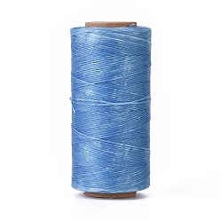 Cornflower Blue Waxed Polyester Cord, Micro Macrame Cord, Waxed Sewing Thread, Flat, Cornflower Blue, 0.8mm, about 284.33 yards(260m)/roll