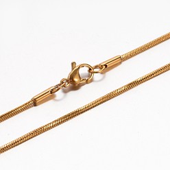 Golden 304 Stainless Steel Snake Chain Necklaces, with Lobster Claw Clasp, Golden, 17.7 inch(45cm), 0.9mm