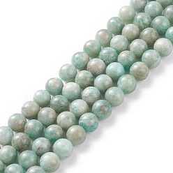 Amazonite Natural Amazonite Beads Strands, Round, 7~8mm, Hole: 1mm, about 50~60pcs/strand, 15.7 inch
