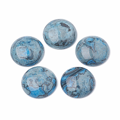 Sky Blue Natural Ripple Jasper Cabochons, Dyed, Flat Round, Sky Blue, 19.5~20x6~6.5mm