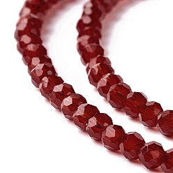 Cramoisi Chapelets de perles en verre transparentes  , facette, ronde, cramoisi, 2mm, Trou: 0.6mm, Environ 182~201 pcs/chapelet, 14.57~15.24 pouce ((37~38.7 cm)