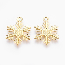 Golden Tibetan Style Alloy Pendants, Cadmium Free & Nickel Free & Lead Free, Snowflake, for Christmas, Golden, 26x19x2mm, Hole: 2mm